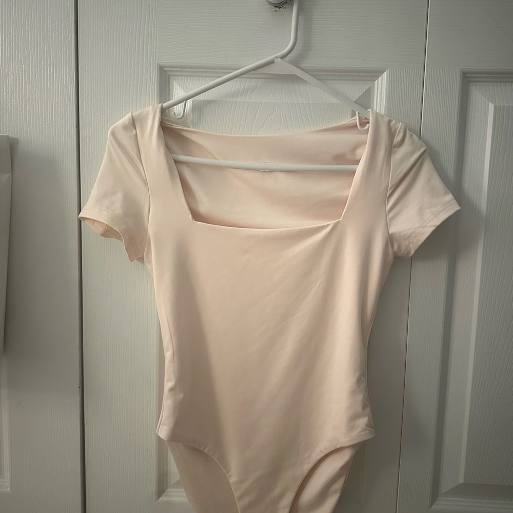 SHEIN Soft Cream Square Neck Bodysuit